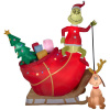 Santa Grinch and Sleigh with Max Christmas Inflatable